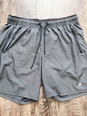 Eddie Bauer Men's Gray Athletic Elastic Waist Drawstring Shorts Size Large